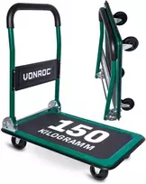 VONROC sulankstomas transportavimo vežimėlis, 150 kg apkrova, guminiai ratukai, TT502XX
