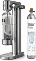 Aquafloow rankinis vandens gazavimo aparatas, nerūdijančio plieno korpusas, 0,8 l butelis be BPA, CO₂ balionėlis iki 60 l
