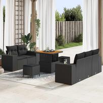Garden Sofa Set with Cushions 8 pcs Black Poly Rattan