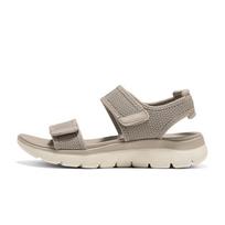 Skechers Sport Comfort Women Taupe One Strap Sandals Knitted Upper Hook And Loop Thick Non Slip Sole 163158-TPE 35