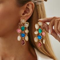 Exaggerated Bohemian Irregular Geometric Dopamine Colored Acrylic Dangle Earrings for Women Korean Designer Jewelry Accessories