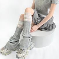 Spring Autumn Leg Warmers Mesh Splicing Knitted Foot Covers Thigh High Stockings Y2K Girls Knee High Socks Fashion Loose Socks 39 pilka spalva