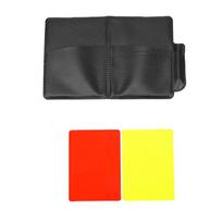 1PC Football Red And Yellow Card Set Referee Tool With Leather Wallet And Pencil Recording Paper Warning And Cards juoda