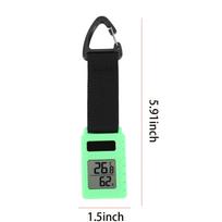 Portable Thermometer with Carabiner Clip Temperature Humidity Meter Sensor Gauge Travel Mountaineering Vehicle Pendant Keychain žalia