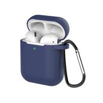Earphone Case Headphone Protective Case for Airpods 1/2 Generation Pass Airbuds Storage Bin with Carabiner tamsiai mėlyna spalva