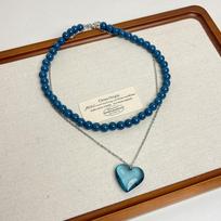 2026 New Blue Crystal Heart-shaped Bead Necklace for Women Long Layered Sweater Chain