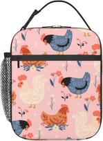 Insulated Lunch Box for Women Chicken Lunch Box for Work,Picnic,School,Travel,Hiking, Beach or Fishing Polyester Chicken Lunch Bag Cute Chicken Flower One Size