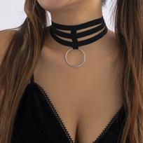 Punk Black Elastic Band Short Choker Necklace for Women Gothic Big Circle Pendants Necklaces Collar 2026 Fashion Jewelry on Neck juoda