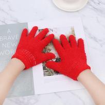 Years Old Boys Girls Lovely Cartoon Baby Full Fingers Coral Plush Mittens Kids Gloves Candy Color raudona