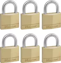 Master Lock 140EURSIX 6 vienetų komplektas vienodo rakto spynų rinkinys 22mm žalvarinis korpusas