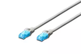 DIGITUS CAT 5e U/UTP Patch Cable, 0,5 m, Pilka, RJ45, Auksuota, Apsauga nuo užkliuvimo