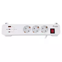 Equip Power Strip CEE 7/7 90° to 3x Schuko / 2x USB-C + USB-A, White, 1.5m