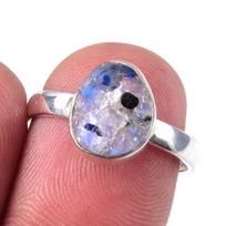 Natural Rainbow Moon Stone Gemstone Handmade 925 Sterling Silver Ring S.7 p7u52