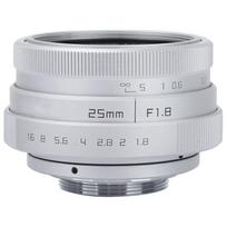25mm F1.8 Mini CCTV C Mount Wide Angle Lens for Nikon Mirrorless Camera (silver) sidabras