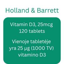 Vitamin D3, 25mcg - 120 tablets - Holland & Barrett