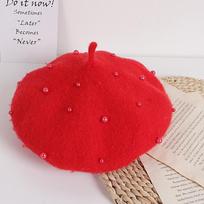 Fashion Princess Kids Girls Caps Berets Lovely Pearl Beanies Hats Spring Autumn Winter Toddler Girls Hats Khaki gray