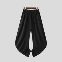 INCERUN Men Elastic Waist Casual Baggy Drop-crotch Pants Long Harem Trousers S juoda