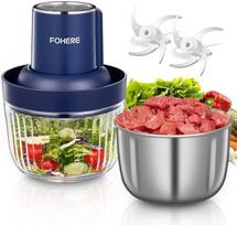 Zerkleinerer Electric Food Chopper 300W with 2L+1.8L Dual Bowls & Bi-Level Stainless Steel Blades for Meat Onions Vegetables Kitchen