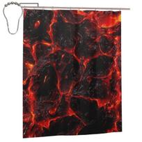 Magma Volcano Lava Fire Shower Curtain Bathroom Polyester Waterproof Bath Curtains With Hooks W60H190(CM)-1 Pcs