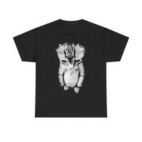 Sad Meme Cat Tshirt, 100% Cotton Unisex Short Sleeve Animal Gift, Funny Shirt L gray