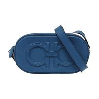 [Pre-Owned] Dop Ganc Big Solid Logo Embossed Zipper Closure Leather Shoulder Crossbody Bag - Excellent #DKIL9P ONE SIZE