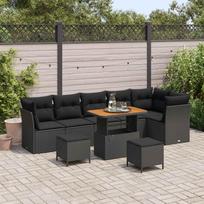 Garden Sofa Set 9 pcs Black Poly Rattan