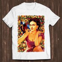 Frida Kahlo Parrot Bird Pet Lover Water Paint Art Funny Gamer Meme Music Gift Tee T Shirt C1592 XL