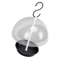 Hanging Platform Bird Feeder with Rain Cover Clear Dome Bird Feeding Station for Garden Terrace Porch Balcony