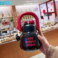 Hot 800ML Cute Cherry Water Bottle with Straw, Portable Large Capacity Home Travel Mug, Ideal Coffee Cup for On-The-Go Hydration 800ML