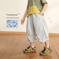 LUSON Boys' Ice-Feel Quick-Dry Capri Cargo Pants 120 šviesiai pilka spalva