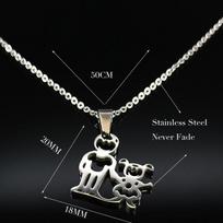 Family Mum Dad and Two Boys Two Girl Stainless Steel Statement Necklace Women Silver Color Necklaces Jewerly joyas N301S01