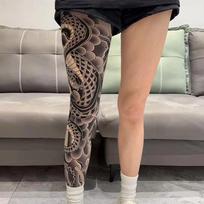 Naujos Pilno Kojos Netikros Tatuiruotės Kojinės Apsaugančios Nuo Saulės Važiavimui Dviračiu Žvejybai Elastingos Kojinės Šaunios Personalizuotos Vairavimui Japoniškos Seksualios Kojinės Unisex One Size gray