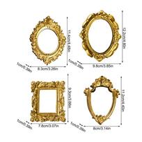 4Pcs Vintage Mini Gold Tiny Frames Assorted Set Desktop Bookshelf Bedside Dorm Decor Photo Props Craft Making Christmas Access