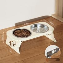 Foldable Raised Pet Feeder Non-slip Removable Elevated Cat Bowl Water Food Bowl Anti-flip Neck Protection Bowl Pet Supplies smėlis