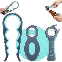 Jar Opener for Weak Hands, Seniors with Arthritis, 5 in 1 Multi Function Bottle Opener Lid Opener for Arthritic Hands blue
