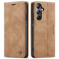 Flip Wallet Case for Samsung Galaxy A55 5G A35 5G A25 5G A05S (2025), Leather Magnetic Folio Cover with Card Holder For Galaxy A55 5G šviesiai ruda spalva