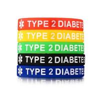 HX6F Silicone Medical Wristband Type 1/2 Diabetes Bracelet 5Pcs Unisex Adult Band yellow