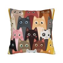 Maneki Neko Cat Lucky Cat Pillowcase Printed Fabric Cushion Cover Decoration Pillow Case Cover Home 18'' Peach skin 18*18(CM)-1Pcs