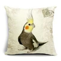 Vintage Style Decorative Throw Pillows Case Parrot Bird Polyester Cushion Cover For Sofa Home Pillowcase Funda Cojines Peach skin 18*18(CM)-1Pcs