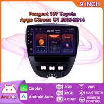 Android 2 Din Car Multimedia Player Peugeot 107 Toyota Aygo Citroen C1 2005-2014 Head Unit Stereo Carplay GPS Navigation BT WIFI 4+64GB 2+32GB