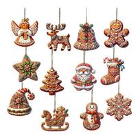 Gingerbread Pendant Wooden Christmas Ornament Santa Claus Gingerbread Men Hanging Decor for Christmas 12pcs