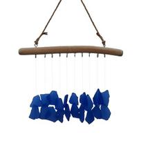 Sea Glass Wind Chime for Outside Handmade Coastal Style Blue Seaglass Art for Indoor Outdoor Garden Home Decor Housewarming Gift for Women
