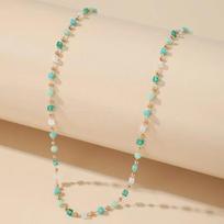 Bohemia Cute Green Stone Beaded Pendant Necklace for Women Charm Opal Collarbone Chain Jewelry Holiday Beach Accessories Gift auksas