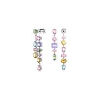 Swarovski Gema Inlaid Asymmetrical Decoration Rhodium Plated Earrings Women's Multicolor 5656417 ruda