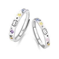 Barbie ring [Dopamine Limited Edition] Cat and Dog Diary Sweet and Cute Cartoon Graffiti Cute Student Opening Adjustable Niche Gift Box 925 BBJZGQ011 sidabras