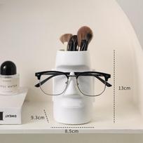 2026 Resurrection Island Stone Statue Man Funny Glasses Bracket Ornament Glasses Storage Rack Desktop Resin Pen Holder Ornament
