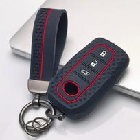 Key Cover for Toyota Corolla Camry Rav4 Yaris Cross C-Hr Prado with Keychain Anti-Scratch Guard Shockproof Protection Soft Grip Texture juoda