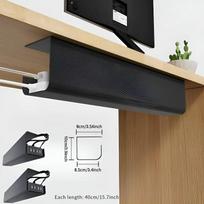 1Pc 40Cm/15.75Inch Pvc Under Table Cable Organizer Punch-Free Office Wire Organizer Holder Easy Installation Wall-Mounted A2