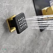 High Pressure Square Spa Massage Shower Head for Bathroom Faucet Accessory (Black,Brass) juoda