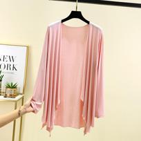 Summer Air-conditioning Sunscreen Shirt Solid Color Women's Long-Sleeve Cardigan Summer Air-Conditioning Sun Protection Medium-Length Irregular Shawl XL gray